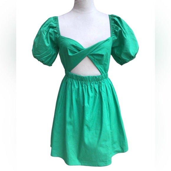 Le Lis Collection Green Puff Sleeve Mini Dress Size Small NWT - Picture 2 of 7